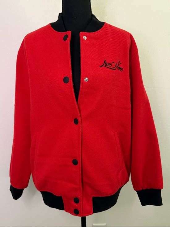 Future Collective Jackets & Blazers - Future Collective LiveClime Red Bomber Jacket Wool Blend Small